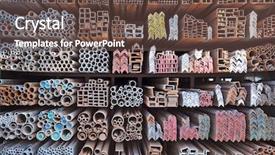  Presentation with pipes - Cool new slide deck with rounded rectangle - metal pipes backdrop and a tawny brown colored foreground