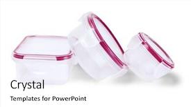  Presentation with plastic containers - Amazing presentation design having rounded rectangle - row of plastic storage containers backdrop and a  colored foreground