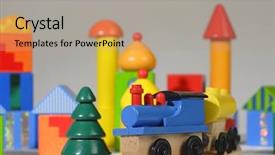  Presentation with colour blocking building blocks - Cool new PPT theme with rounded rectangle - wooden toy train and blocks backdrop and a coral colored foreground
