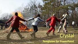  Presentation with holiday - Beautiful presentation design featuring russian folk dance - roundelay on national holiday backdrop and a tawny brown colored foreground