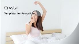  Presentation with pcos woman - PPT theme having rouse - tired sleepy woman waking up background and a white colored foreground