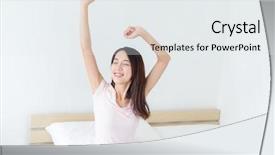  Presentation with purple morning fall - Cool new presentation theme with rouse - woman wak up at morning backdrop and a white colored foreground