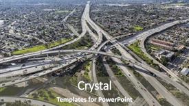  Presentation with freeway - Amazing slide deck having route 118 freeway interchange backdrop and a gray colored foreground