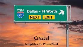  Presentation with route - Amazing slide deck having route 20 freeway next exit backdrop and a coral colored foreground