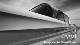  Presentation with classic - Presentation featuring route 66 - classic american car from 1950s background and a gray colored foreground