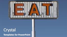  Presentation with light sign - PPT layouts having route 66 - vintage eat sign in early background and a ocean colored foreground