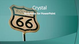  Presentation with route - Slide deck with route 66 road sign usa background and a teal colored foreground