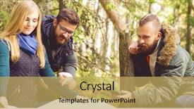  Presentation with tourism hiking - Cool new theme with route free - group of happy young friends backdrop and a yellow colored foreground