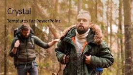  Presentation with hike forest - Amazing PPT theme having route free - hiking in forest camp adventure backdrop and a coral colored foreground
