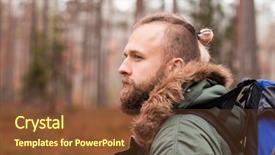  Presentation with hike forest - Slide deck consisting of route free - hiking in forest camp adventure background and a tawny brown colored foreground