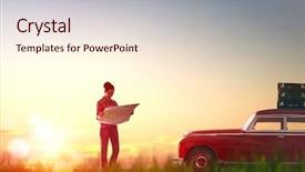  Presentation with adventure - PPT theme with route on a map background and a lemonade colored foreground