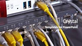  Presentation with cables - PPT layouts enhanced with router - network cables connected to switch background and a dark gray colored foreground