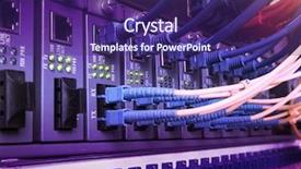  Presentation with fiber optic - Presentation theme featuring router - network concept fiber optic cables background and a violet colored foreground