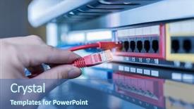  Presentation with network cable - PPT theme consisting of router ethernet connection network port background and a  colored foreground