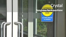  Presentation with caution - Amazing PPT theme having automatic caution door sign backdrop and a gray colored foreground