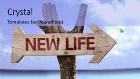  Presentation with life - Amazing presentation theme having same direction - new life wooden sign backdrop and a light blue colored foreground