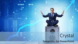  Presentation with safe - Presentation theme consisting of rov - businessman resting putting leg background and a light blue colored foreground