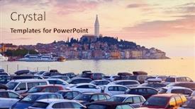  Presentation with croatia - Presentation theme consisting of rovinj-croatia-sunrise-sky-above background and a lemonade colored foreground