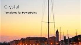  Presentation with marina - Colorful presentation design enhanced with rovinj-marina-harbour-in-istria backdrop and a light blue colored foreground