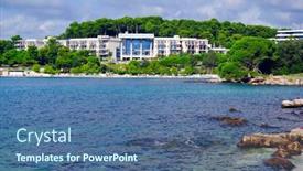  Presentation with croatia - Slide set with rovinj-resort-on-the-dalmatian background and a ocean colored foreground