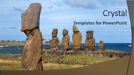  Presentation with island - Cool new slide deck with row at easter island backdrop and a light blue colored foreground