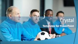  Presentation with ball sports - Presentation consisting of row at sports conference background and a teal colored foreground