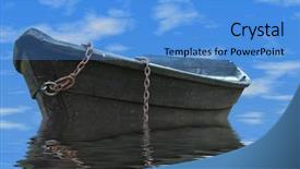  Presentation with under water - Presentation design featuring boat rowing - old rowboat drifting background and a  colored foreground