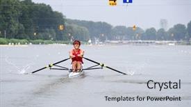  Presentation with rowing - Amazing theme having sports rowing - skiff oarsman in lane 4 backdrop and a  colored foreground