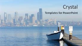  Presentation with seattle - Presentation theme featuring row boat with the city of seattle in the background background and a light blue colored foreground