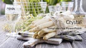  Presentation with cutting board - Cool new PPT theme with row green and white asparagus backdrop and a soft green colored foreground