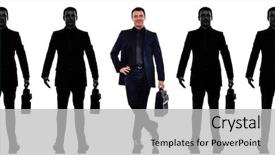  Presentation with business people silhouette - Beautiful presentation theme featuring row in silhouette shadow withe backdrop and a  colored foreground
