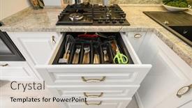  Presentation with kitchen furniture - Slide deck enhanced with row-o-drawers-with-kitchen background and a soft green colored foreground