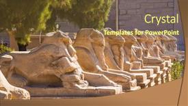  Presentation with ancient egypt - Presentation design enhanced with row-of-ancient-sculptures background and a tawny brown colored foreground