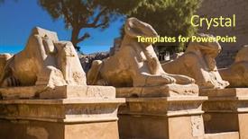  Presentation with ancient egypt - Cool new slide set with row-of-ancient-sculptures backdrop and a tawny brown colored foreground