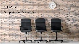  Presentation with waiting room furniture - Beautiful presentation theme featuring row of armchairs job interview backdrop and a  colored foreground