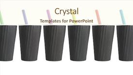  Presentation with plastic straws - Amazing slides having row of black coffee cups backdrop and a  colored foreground