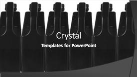  Presentation with plastic containers - Slide deck featuring row of black plastic containers on white background background and a dark gray colored foreground