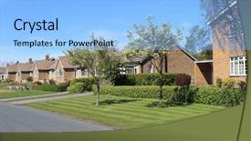  Presentation with england - Audience pleasing slide set consisting of row of bungalow houses scalby village england backdrop and a light blue colored foreground