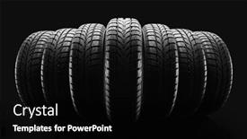  Presentation with tires - Slide deck consisting of row-of-car-tires-isolated background and a black colored foreground