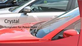  Presentation with cars - Cool new PPT theme with row of cars backdrop and a coral colored foreground