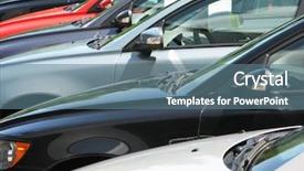  Presentation with car industry - Theme with row of cars background and a ocean colored foreground