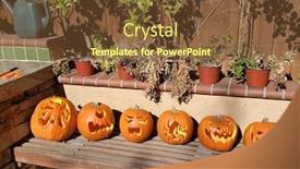  Presentation with halloween - PPT layouts featuring row-of-carved-halloween-pumpkins background and a tawny brown colored foreground