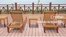  Presentation with park - PPT theme having row-of-chaise-lounges background and a coral colored foreground