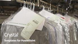  Presentation with laundry - Slide set having row of clean clothes background and a gray colored foreground