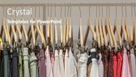  Presentation with row of textile looms weaving - Presentation theme having row-of-clothes-hanging background and a gray colored foreground