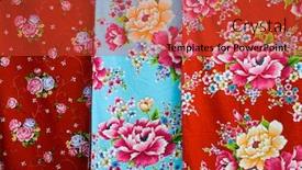  Presentation with floral fabric - Theme with row of colorful floral fabric background and a red colored foreground