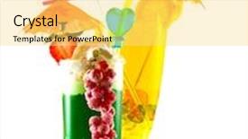  Presentation with juices - PPT theme with row of colorful juices background and a yellow colored foreground
