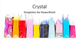  Presentation with shopping - PPT layouts consisting of row of colorful shopping bags background and a white colored foreground