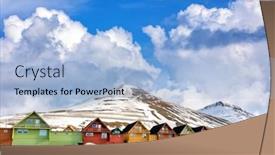  Presentation with wooden - Presentation theme having row-of-colourful-wooden-houses background and a light blue colored foreground