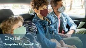  Presentation with denim - Audience pleasing PPT theme consisting of row-of-contemporary-young-family backdrop and a ocean colored foreground